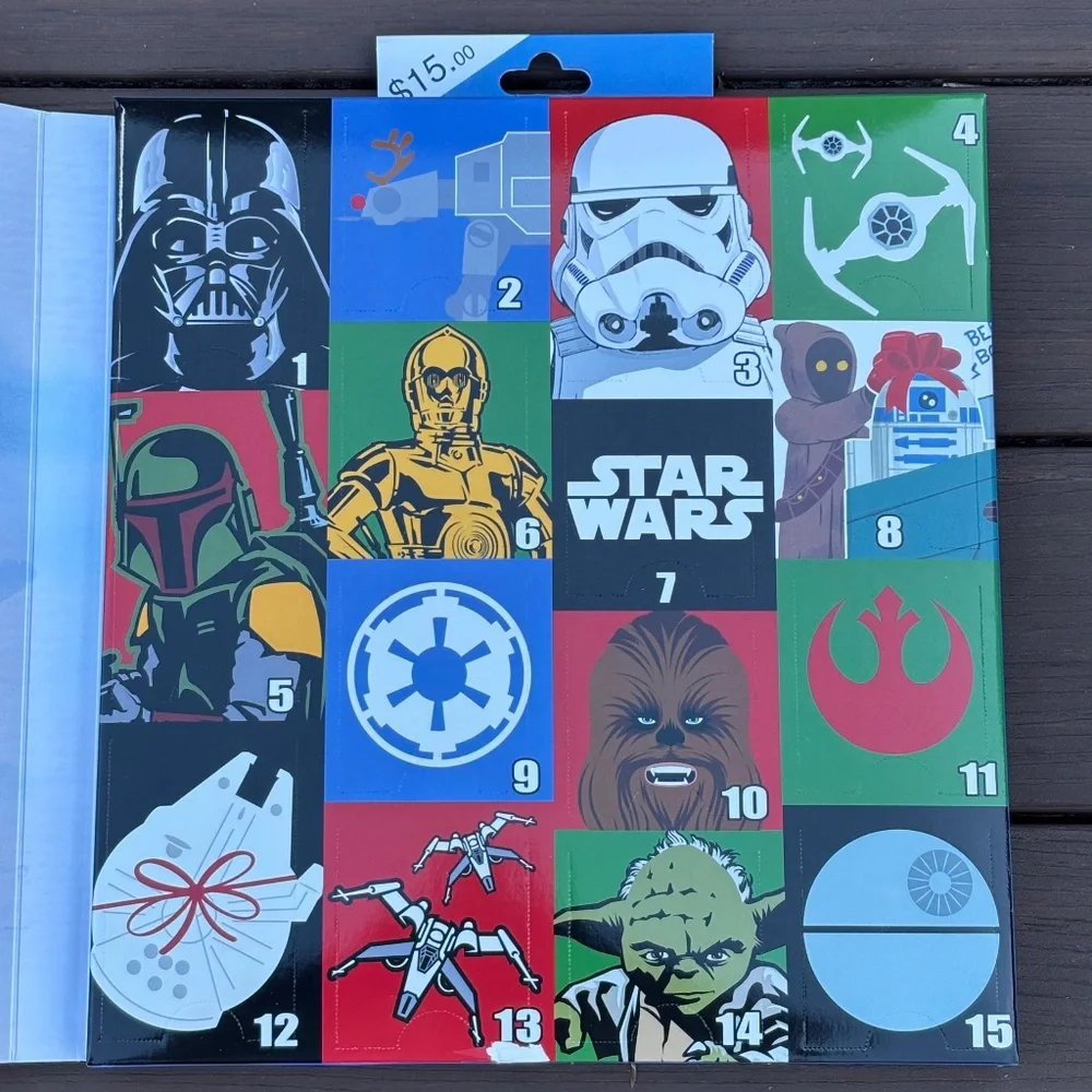 Star Wars Christmas 15 Days of Socks MEN'S Size 6-12 Advent Calendar - Open Box